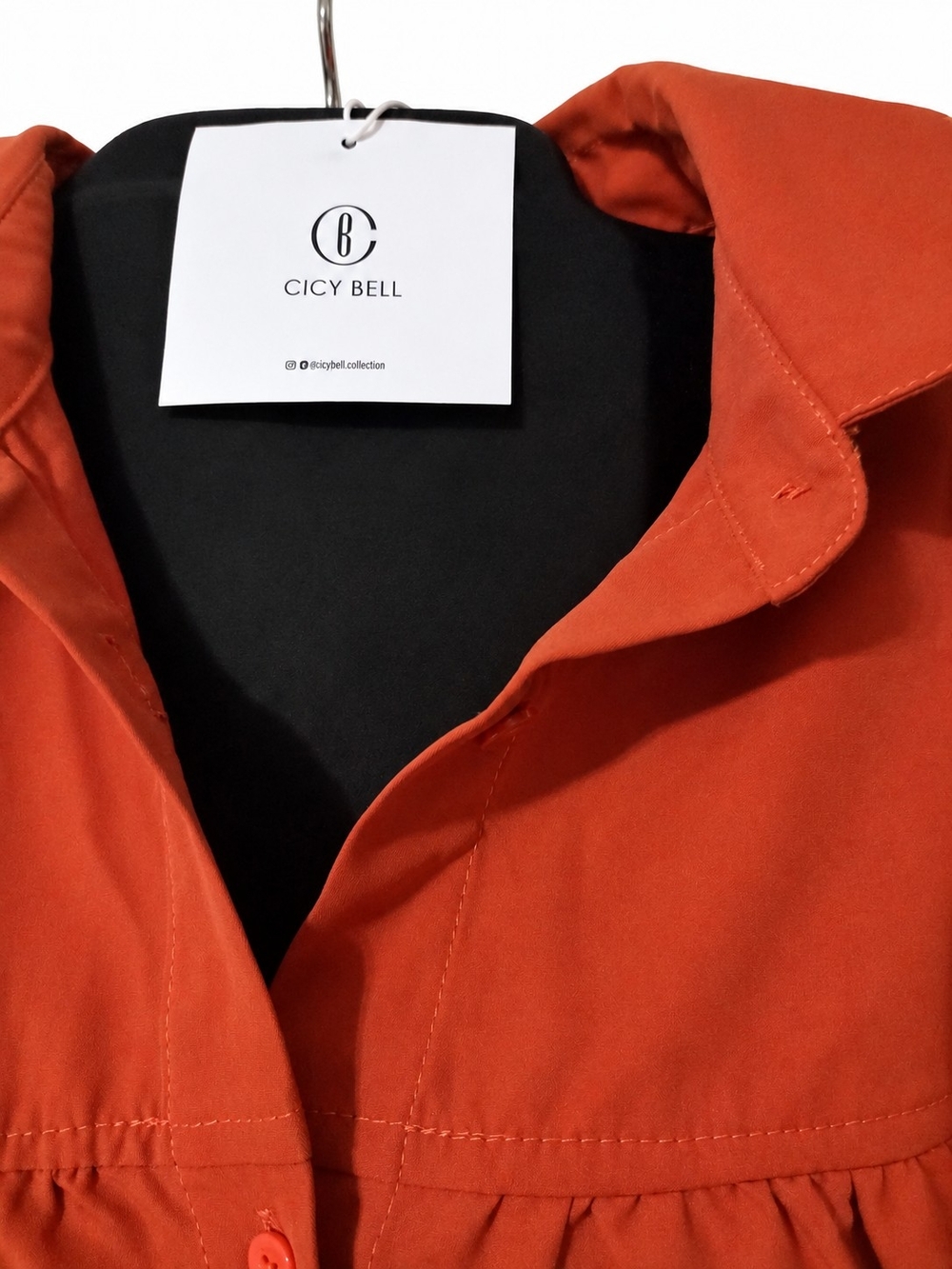 Women's Rust Button-Front Blouse - Picture 4 of 5
